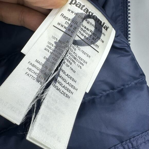 Patagonia Women's Down Sweater Hoody Down jacket Navy Blue Size XXS NWOT - Picture 10 of 13